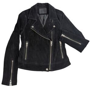 BLANKNYC Womens Black Suede Moto Jacket Size S Asymmetrical Zip Pockets